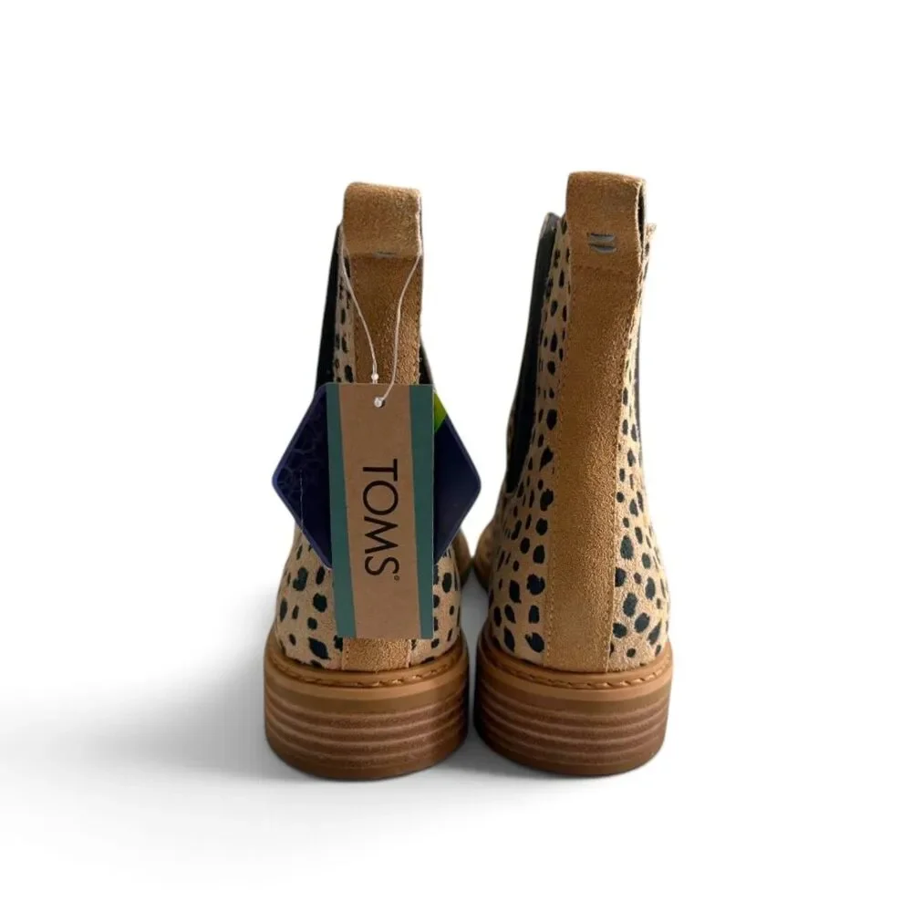 Toms Charli Desert Tan Cheetah Chelsea Pull On Boots, NWT! Size 11
